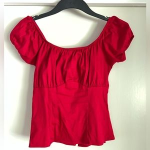 Red Pinup Couture Peasant Top